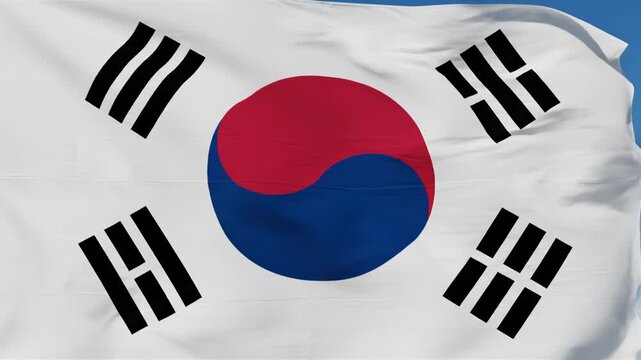South Korean flag waving in the wind