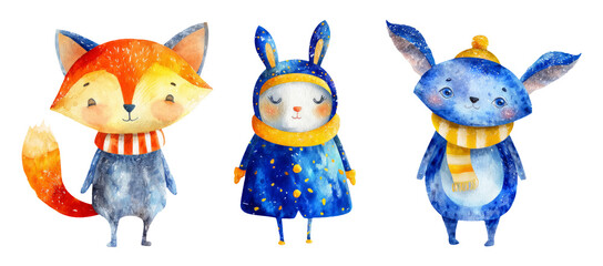 Obraz premium Cute Storybook Characters in Colorful Watercolor Style for Illustrative Use