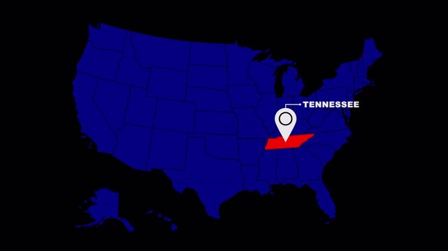 United States Map Animation with Tennessee Marker