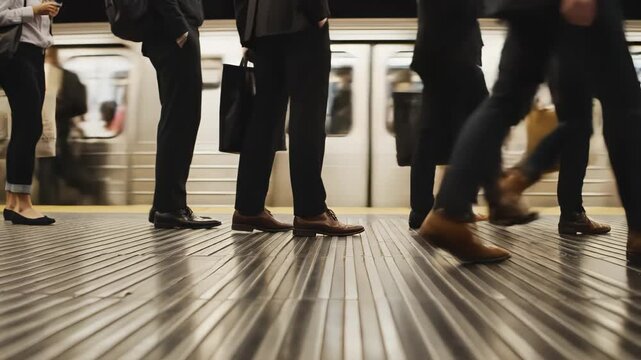 People walking on a moving walkway