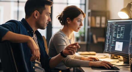 Developers collaborating on code