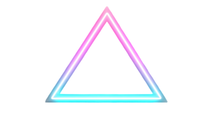 Colorful neon triangle isolated on transparent background