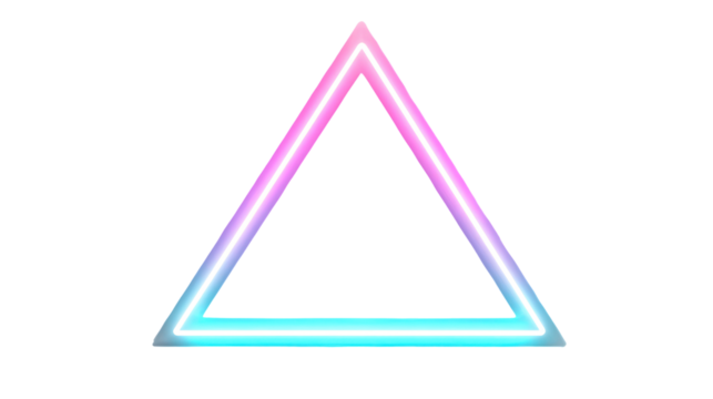 Colorful neon triangle isolated on transparent background - Powered by Adobe