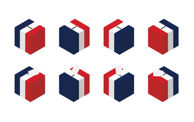 France Election Ballot Box Vector Isometric