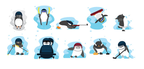Winter Sports Penguin Cartoon Collection Front
