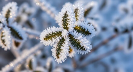 Delicate natural foliage completely encapsulated by a thick layer of crystalline frost, showcasing the ephemeral beauty of the deep winter season, nature, abstract, transparent