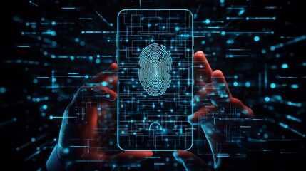 Secure mobile access person unlocking smartphone using biometric fingerprint technology for enhanced device protection and digital privacy.