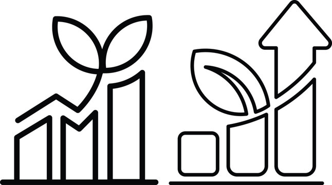 Sustainable business performance diagram illustrated with linear growth and organic elements