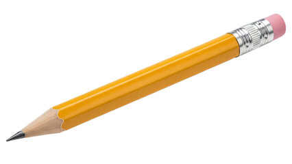 Sharp Yellow Pencil with Pink Eraser Isolated on White Background