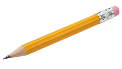 Sharp Yellow Pencil with Pink Eraser Isolated on White Background