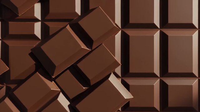 Dark Chocolate Bar Square Tile Arrangement with Soft Lighting