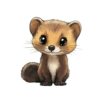 stone marten drawn vector illustration
