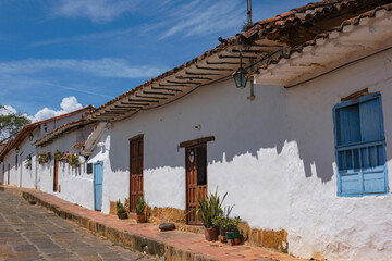 Barichara, Colombia - January 9, 2026: Views of a street in the historic center of Barichara, Colombia.
