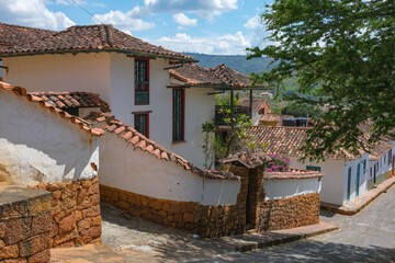 Barichara, Colombia - January 9, 2026: Views of a street in the historic center of Barichara, Colombia.