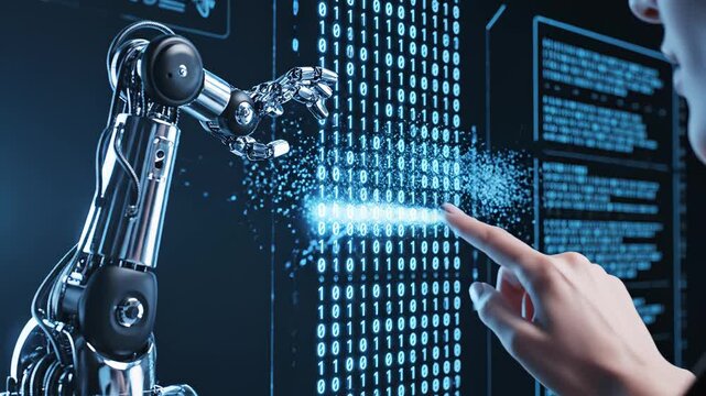 Human hand and robotic arm interacting