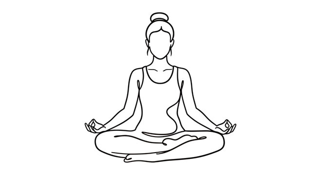 Minimalist line drawing of a person meditating in lotus position.