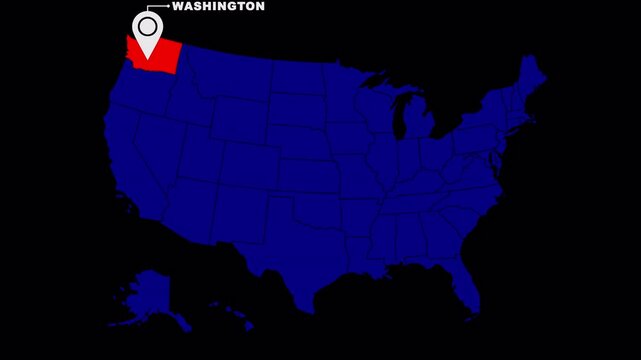 Washington State Location Highlight Motion Map USA