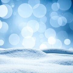 Serene Winter Landscape with Bokeh Lights and Snow Drifts.