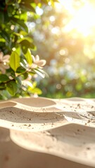 Sunlit Garden Path - A Serene Outdoor Scene.