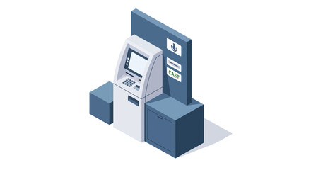 Isometric view of an automated teller machine modern design banking concept.