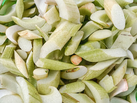 Taro stems. Taro stem ready to be cooked. Taro stem vegetable. Taro stem background.