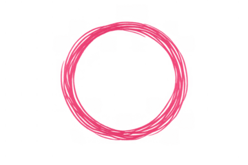 Pink circle drawing, hand drawn marker scribble highlighting round shape, transparent background for emphasis and framing