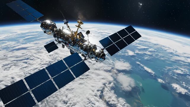 Space station orbiting Earth