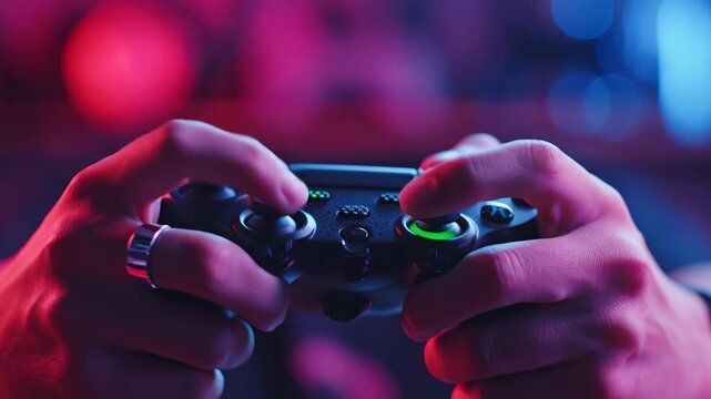 Hands holding gaming controller