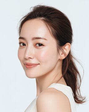 美容, 女性, スキンケア, 化粧品, ビューティー, 若い女性, 美肌, 日本人, アジア人, フェイシャル, メイク, 美容液, 保湿, クリーム, エイジングケア, 美容医療, エステ, 美容クリニック, 肌ケア, ナチュラルメイク, 透明感, ツヤ肌, モデル, 笑顔, ポートレート, クローズアップ, リラックス, 癒し, 健康的, 美白, コラーゲン, ヒアルロン酸, アンチエイジング