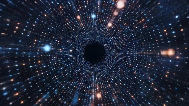 Abstract space tunnel with glowing dots