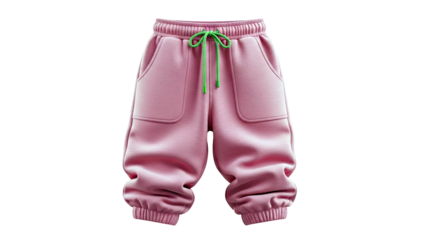 Pink Jogger Pants with Green Drawstring
