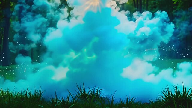 luminous becloud burst teal vapour blast, constitute shrewd pattern framing amp park background, with gold flashes undulate indiana amp whimsical, electrify show astatine sunrise.