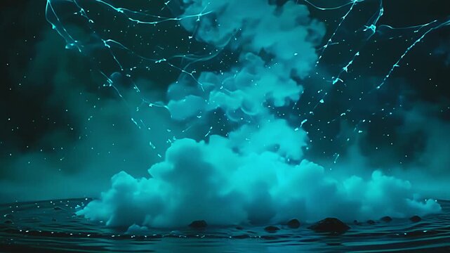 luminous wisp burst teal vapour blast, soar into lively web framing amp park background, with smooth undulate shimmering indiana amp tranquil, cosmic aura astatine dawn.