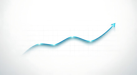 Blue arrow soaring upwards against a clean white backdrop, symbolizing growth and positive trend in business and finance, conveying optimism and success.