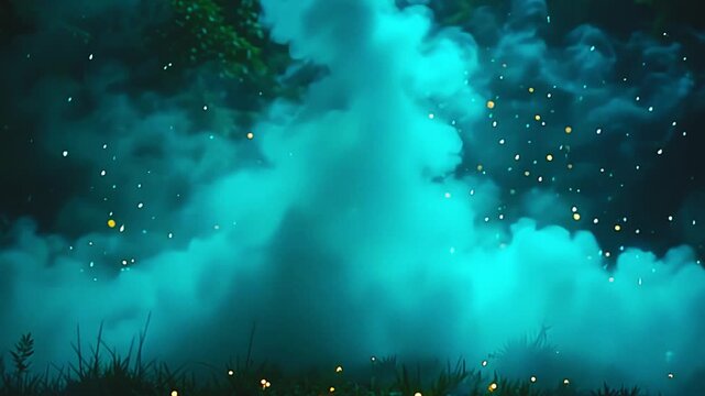 luminous becloud burst teal vapour blast, soar into intricate pattern framing amp park background, with gold flashes shimmering indiana amp serene, festal vista astatine night.