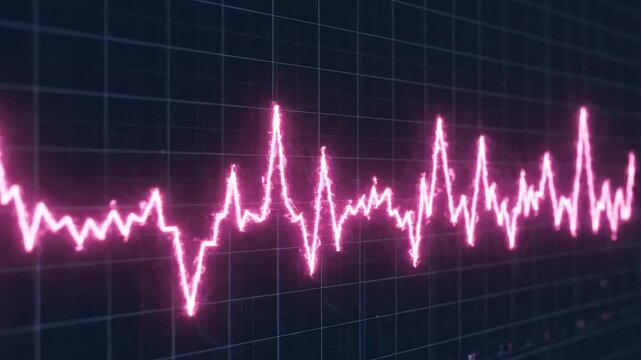 Pink glowing line graph on grid