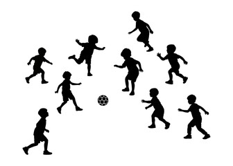 SILHOUETTE OF CHILDREN PLAYING BALL