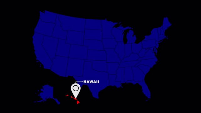 Animated United States Map Featuring Hawai Location Marker