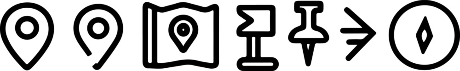 Navigation and location icons set for web and mobile applications