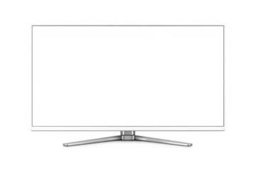 Modern smart television blank screen mockup with thin bezel, widescreen display, and transparent background
