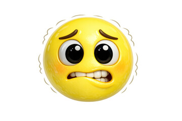 Worried 3d emoji biting lip showing anxiety, concern, and nervousness on a transparent background
