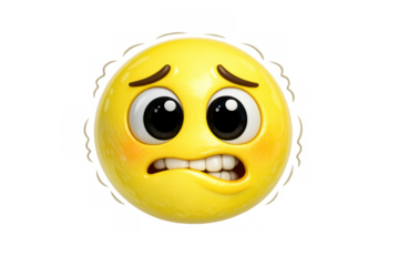 Worried 3d emoji biting lip showing anxiety, concern, and nervousness on a transparent background
