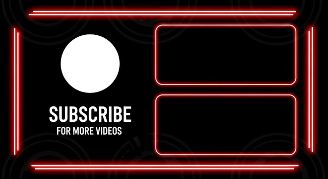 Sleek neon red aesthetic video outro screen template encouraging channel subscriptions now