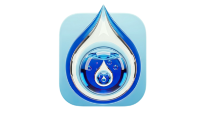 Abstract Blue Water Drop Icon with Inner Layers