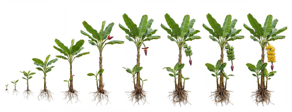 Banana plant growth cycle Musa species