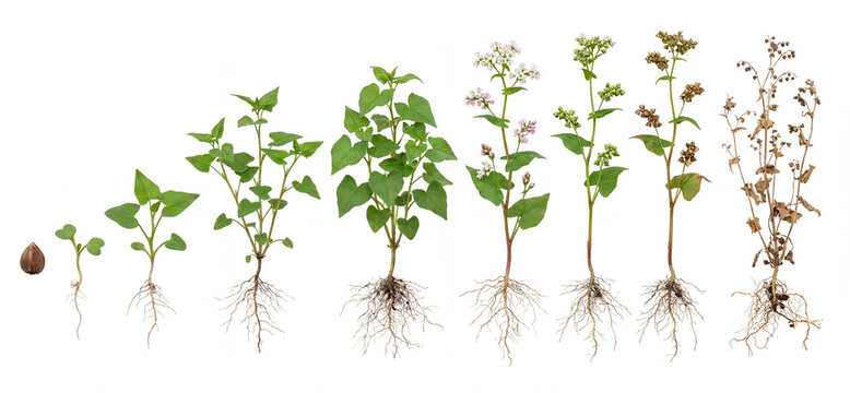 Buckwheat plant growth cycle Fagopyrum esculentum