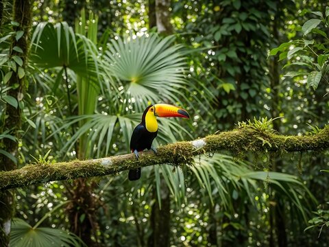 Keel-billed toucan in its natural habitat