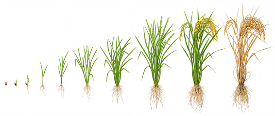 Obraz na płótnie Canvas Rice plant growth cycle variant Oryza sativa