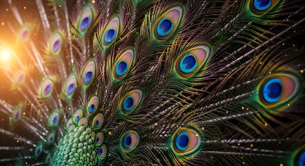 Obraz premium beautifull a lot of peacock feathers, made by Ai