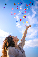 ハートを掴もうとする女性 | A woman trying to win a heart Generative AI